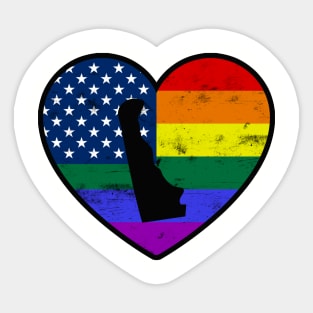 Delaware United States Gay Pride Flag Heart Sticker